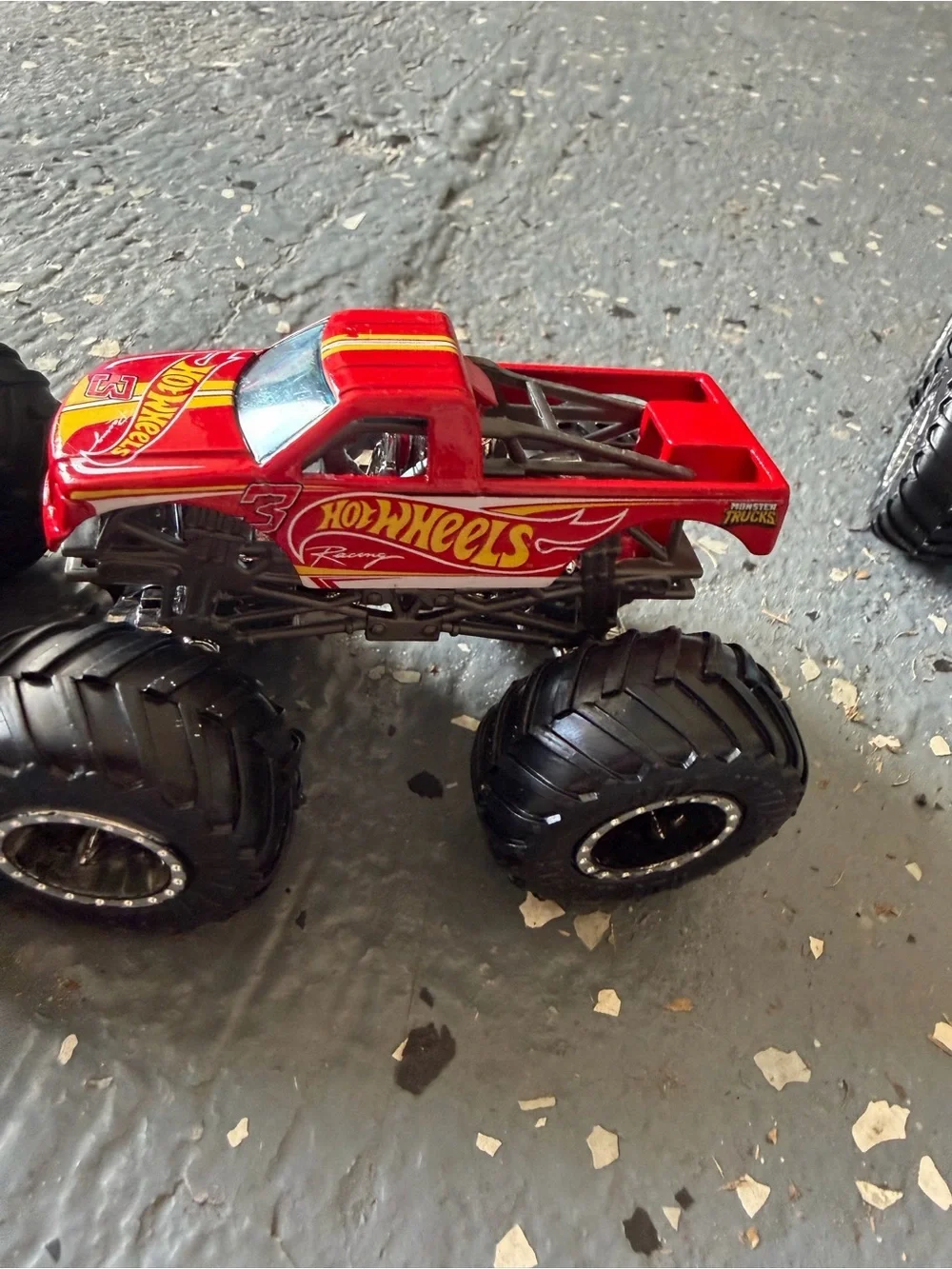 Hot Wheels Monster Trucks collection green Race Ace, Demo Derby and shark wreck